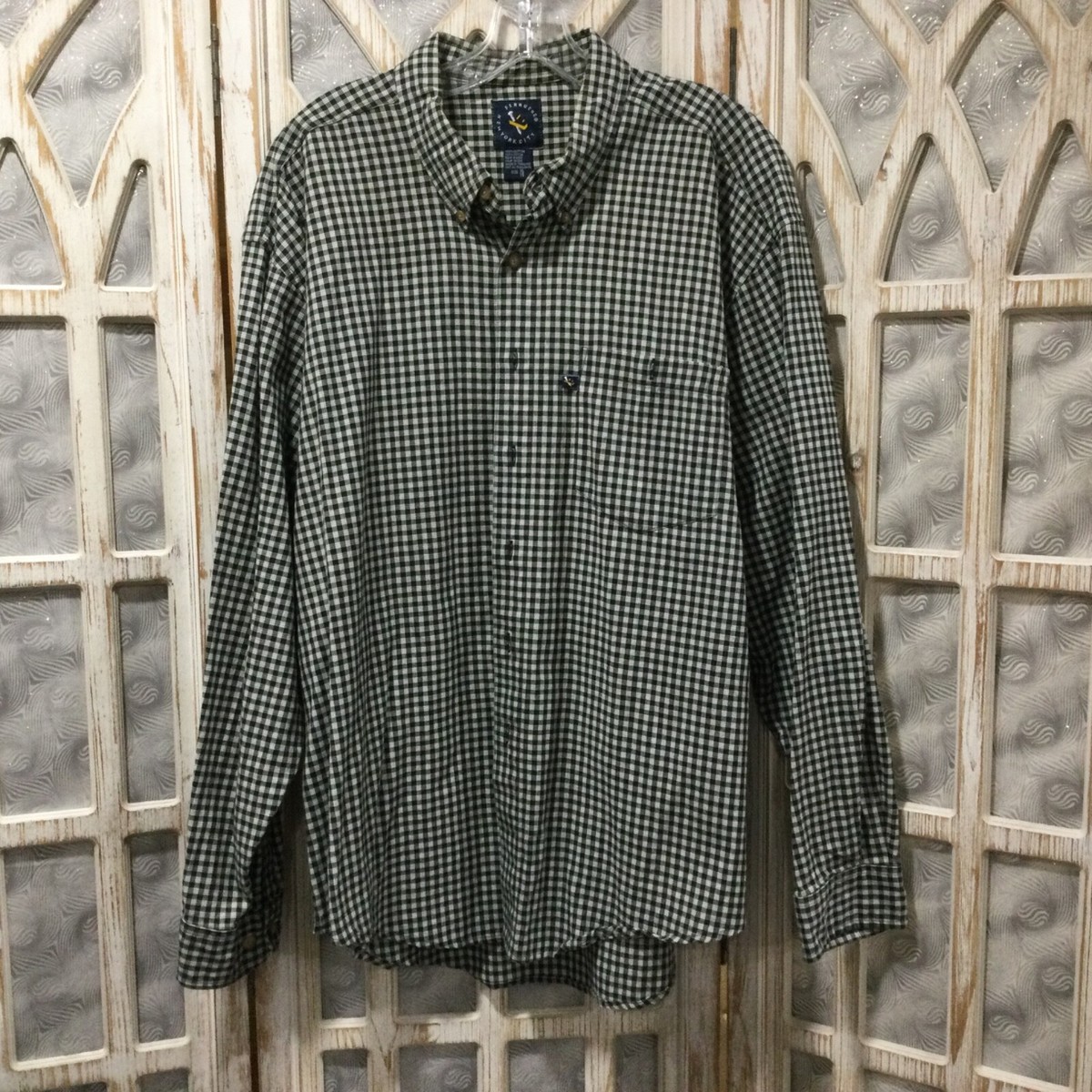 Mens Ferruche New York Black White Plaid Dress Shirt Size XL/TG