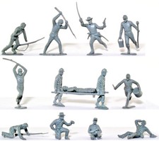 14 Marx Recast CSA "Centennials" - some figures are damaged - 54mm toy soldiers