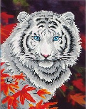 DIAMOND DOTZ White Tiger in Autumn Diamond Painting Kit 18" x 14"
