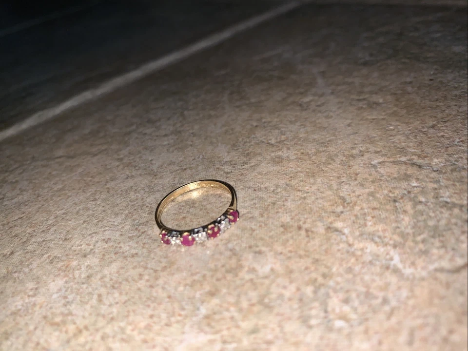 Oro 10k - Rubí y Diamante - Anillo Giratorio - Vintage Foto 2 de 4