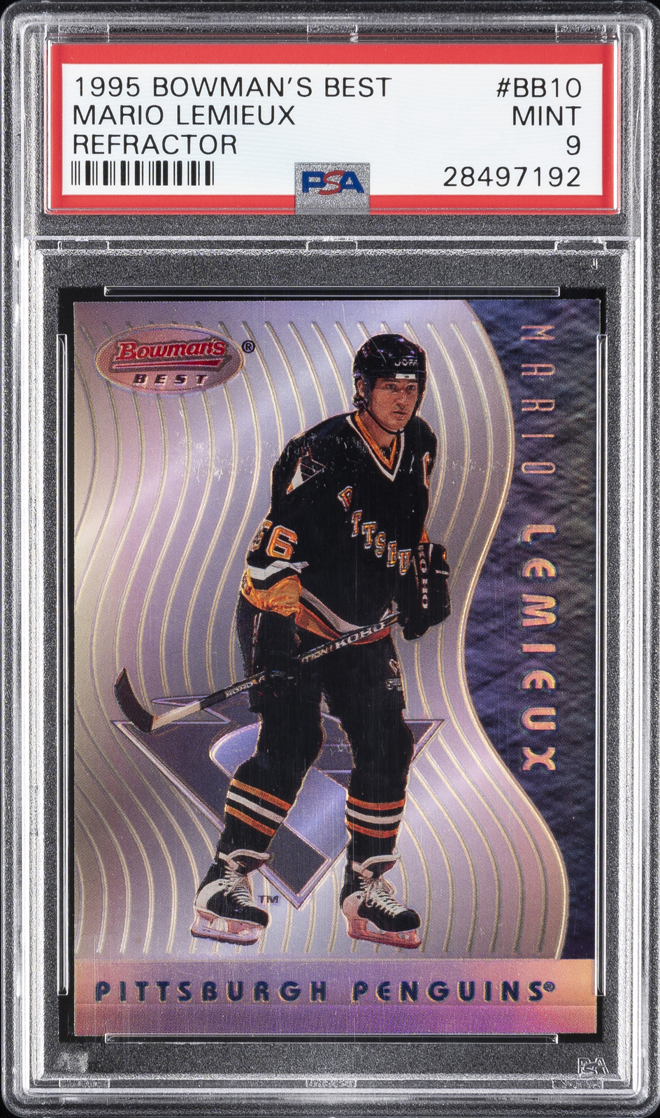 1995 BOWMAN'S BEST REFRACTOR #BB10 MARIO LEMIEUX PSA 9