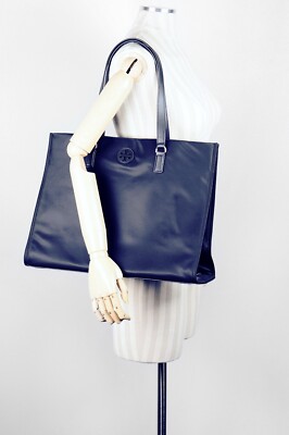 Latest Tory Burch Ella Navy Nylon Large Tote Travel Shoulder Bag