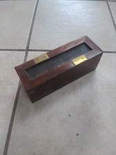 Vintage Wooden Domino Set Mahogany Brass Inlay Playing Pieces Wood Storage Box