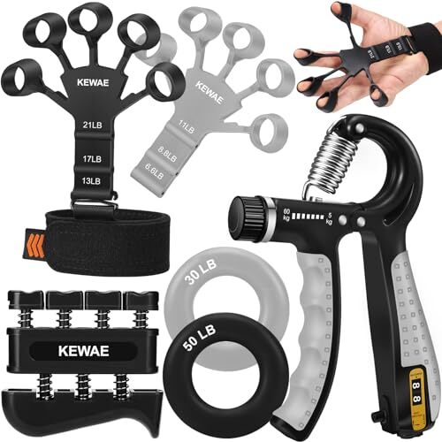 6-Pack Grip Strength Trainer Kit with Finger Exerciser and Hand Grips