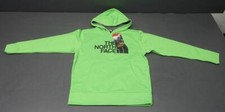 North Face Youth M 10/12 Lime Green Fleece Lined Logo Pullover Hoodie New/Tags