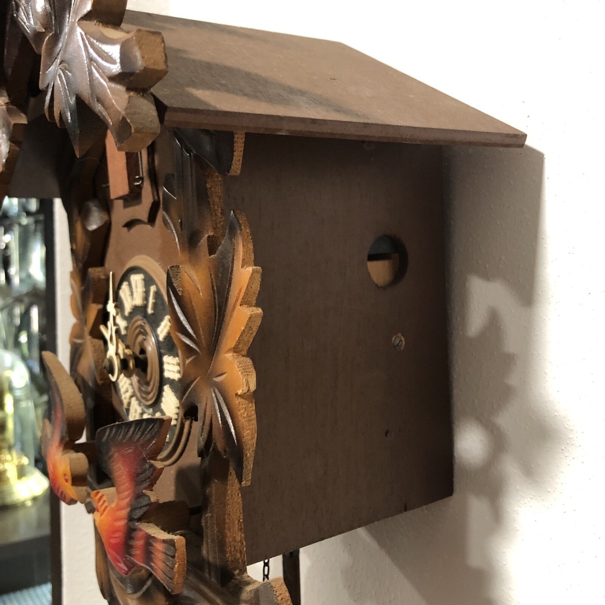 Vintage Black Forest Cuckoo Clock West Germany ROTATING BIRDS ON
