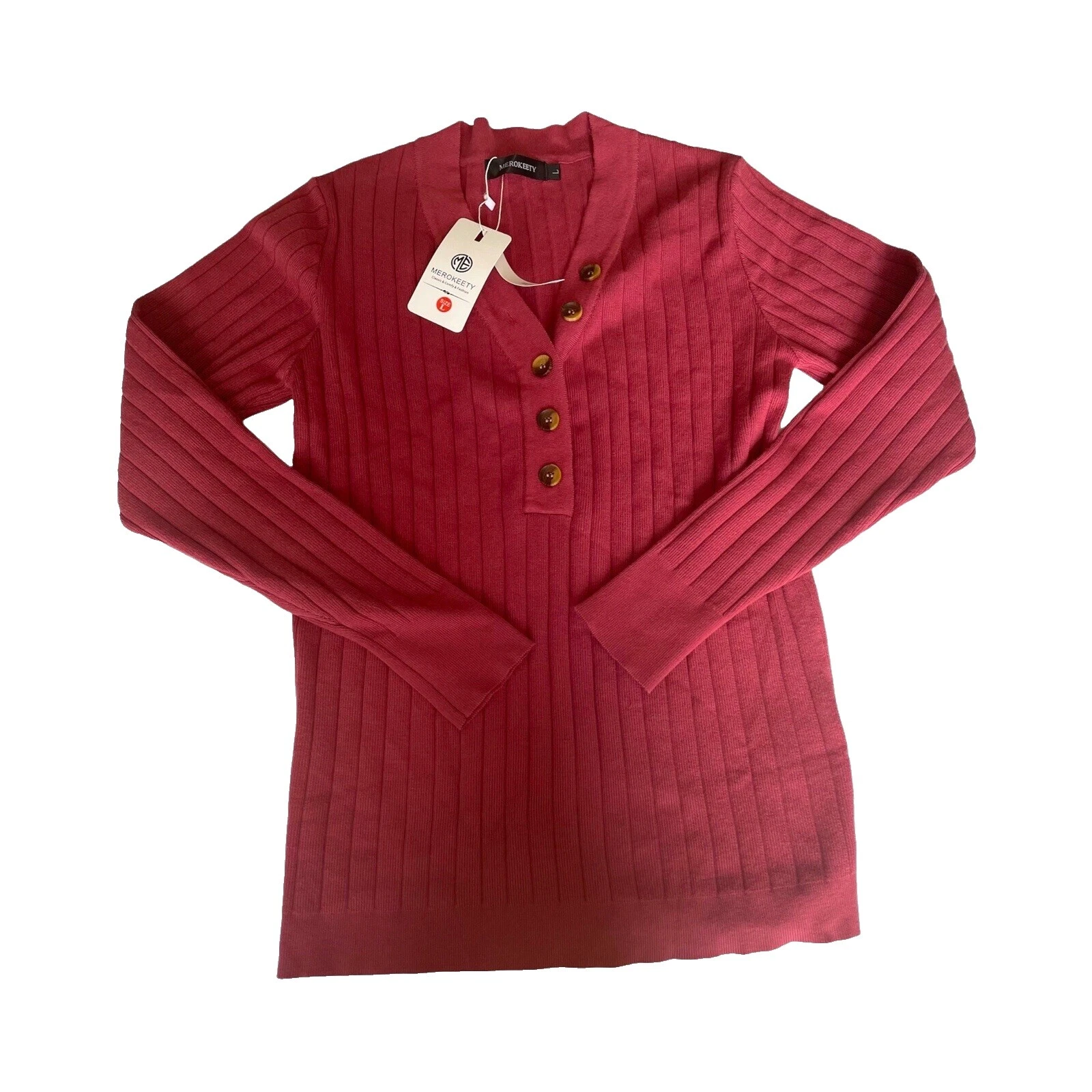 Nylon V-Neck Henley Sweaters for Women