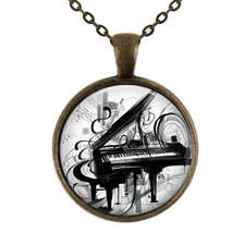 Piano Keyboard Music Modern Line Art Necklace Piano Player Teacher Student Gift