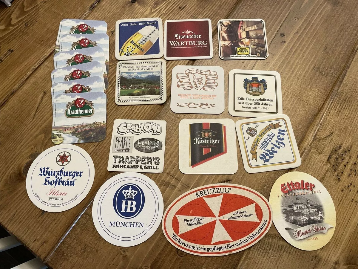 Set of 19 German Beer Coasters Square Round Oval some new