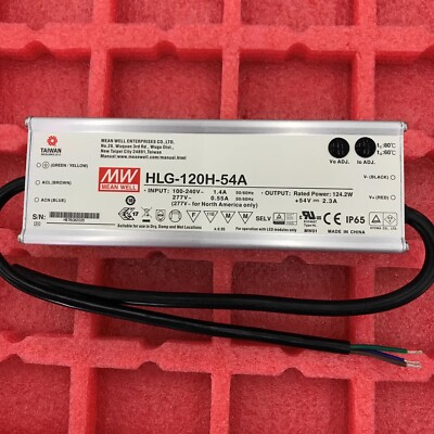 Meanwell HLG-120H-54A 54V 2.3A Constant Current Adjustable LED Power Supply