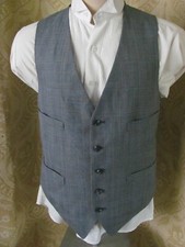 Men's Vintage Classic Blue Plaid Business Vest SzL 42 1980s
