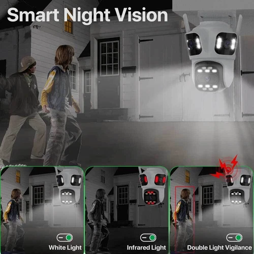 Wireless WiFi Bluetooth Security Camera Outdoor 1080P 3 Lens PTZ CCTV Home House - Picture 7 of 17