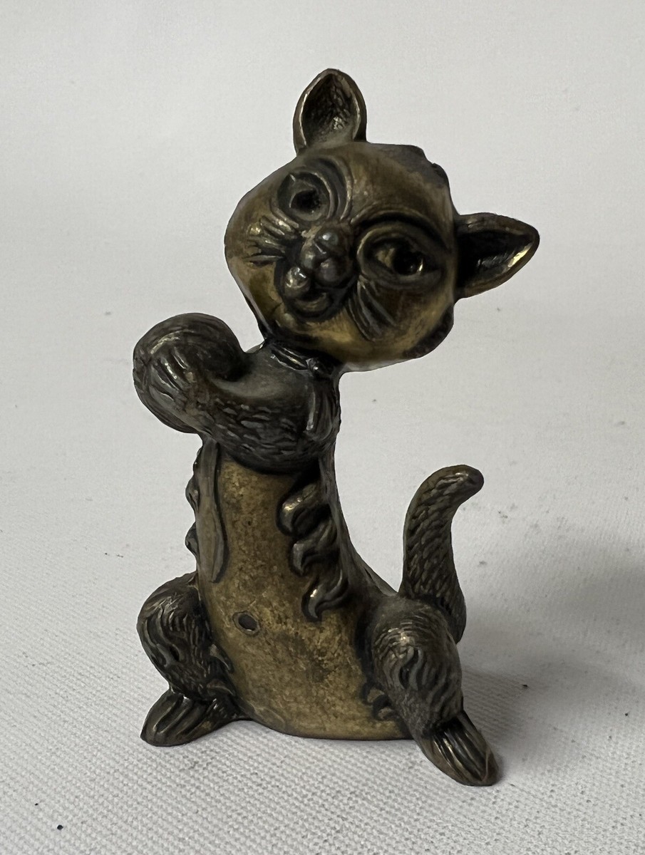 MCM Vintage Mod Dep Made In Italy Cast Brass Metal Kitty Cat  display picture 1