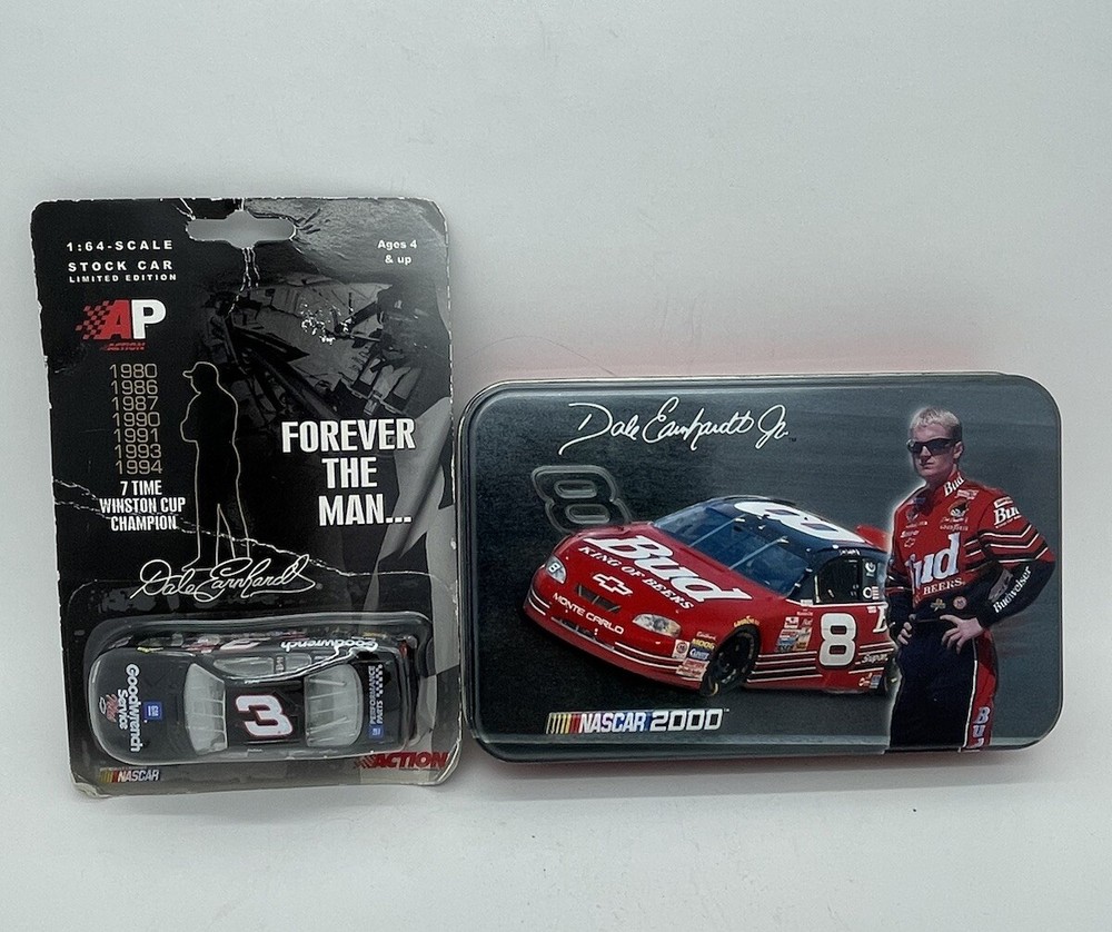 Dale Earnhardt Toy Race Car & Earnhardt Jr Playing Cards & Tin