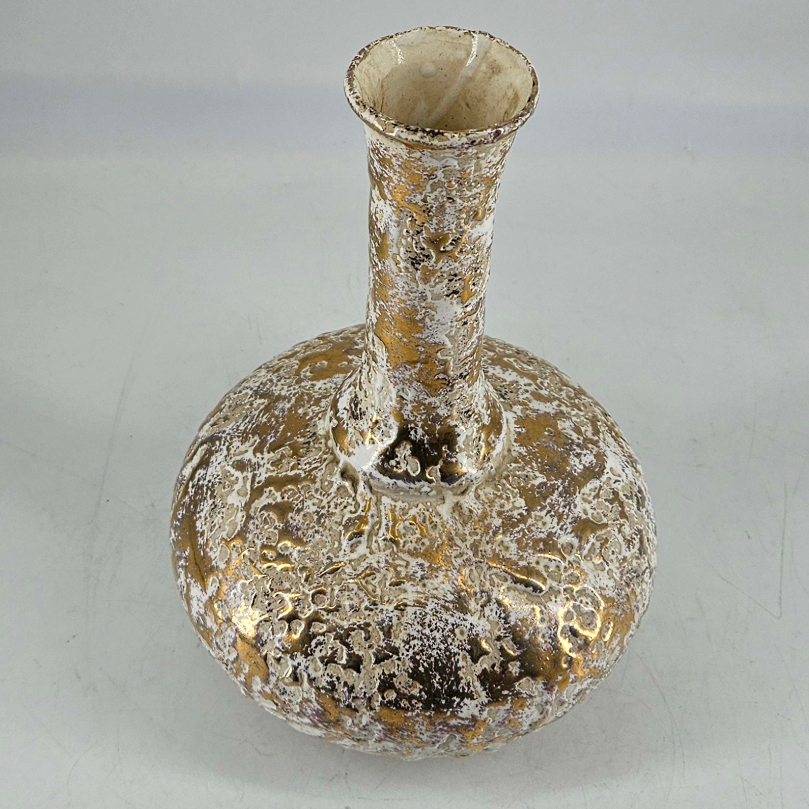 Vintage Art Pottery Orange Peel Lava glaze gold Mid Century Vase eBay