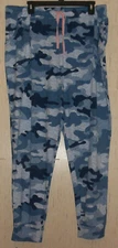 NEW WOMENS JANE & BLEECKER BLUE CAMOFLAGE SUPER SOFT KNIT PAJAMA PANTS  SIZE XL
