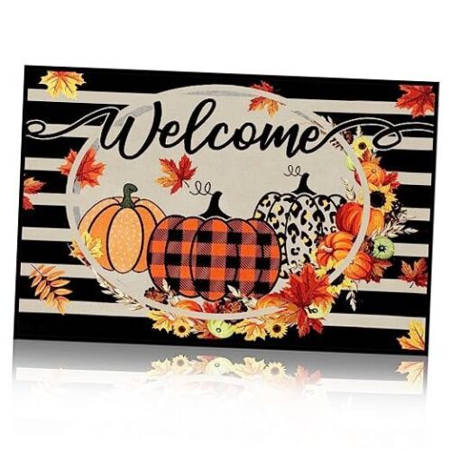 Pumpkin Thanksgiving Door Mat 17 x 29 Inch Welcome Decorative Doormat Outdoor