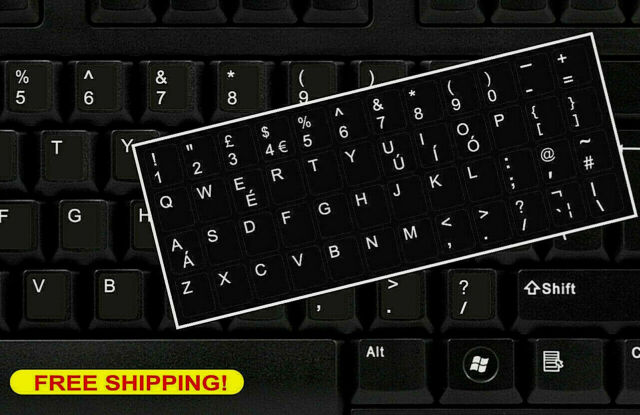 English UK Keyboard Replacement Stickers White on Black Any PC Computer Laptop English UK Keyboard Replacement Stickers White on Black Any PC Computer Laptop