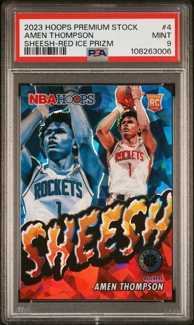 2023 Hoops Premium Stock Amen Thompson #d/99 ROOKIE RC PSA 9 MINT Sheesh Red Ice