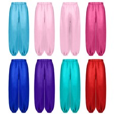 Kids Girls Pants Training Bloomers Theme Sweatpants Harem Trousers Satin Belly