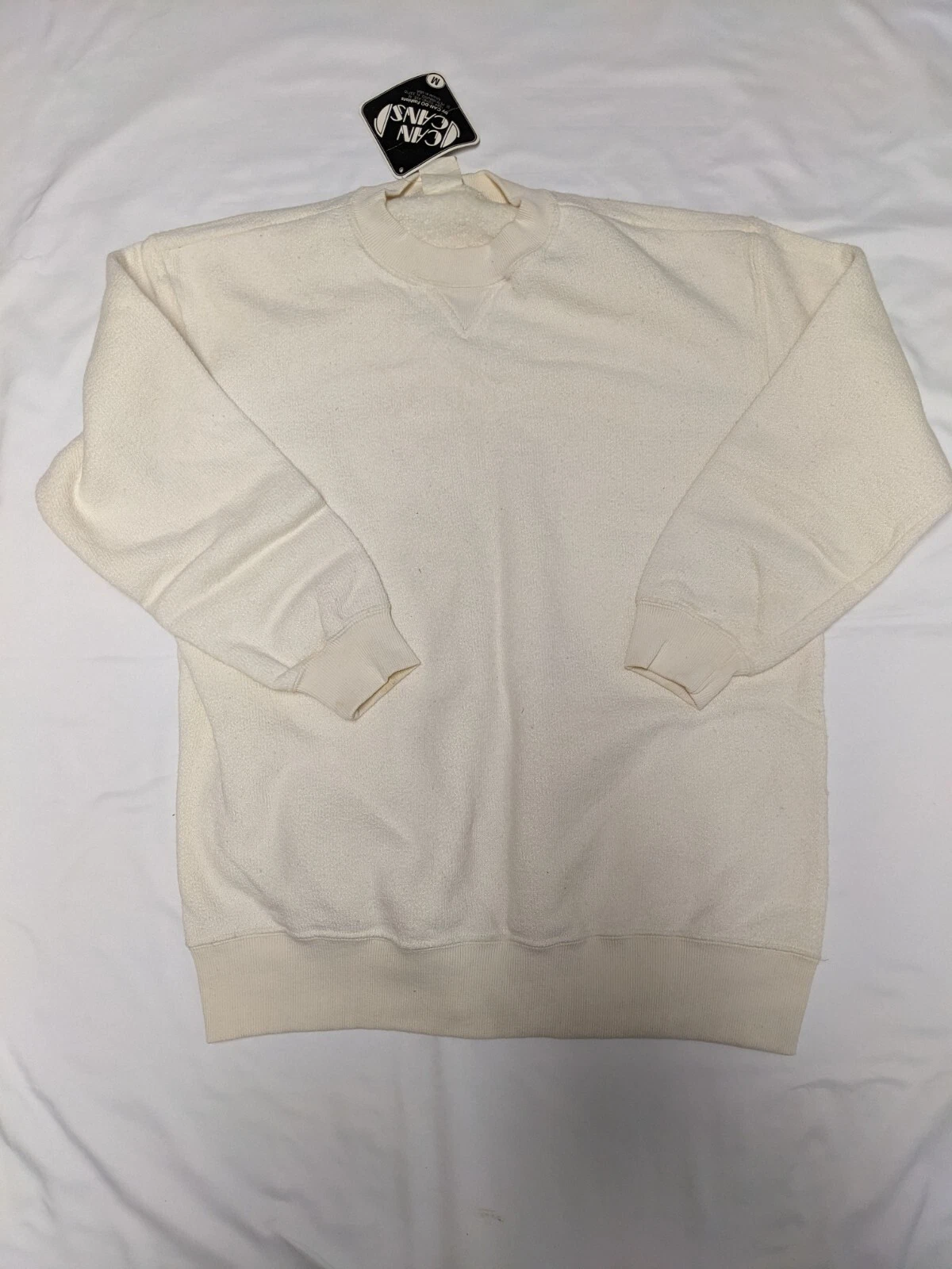 Women's NWD Can Cans Cream Long Sleeve Fleece Lined Sweatshirt Tag Size Medium