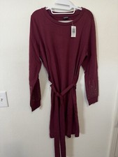 Torrid Burgundy Embellished Long Sleeve Tie Waist Dress Size Large (0)