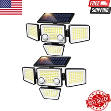 Solar Outdoor Lights 3000LM 188 LED Motion Sensor 4 Head IP65 270° Wide Angle 2