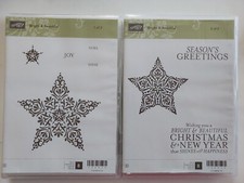 Stampin Up BRIGHT  BEAUTIFUL 8pc stamp set lot of 2 star CHRISTMAS cardcraft