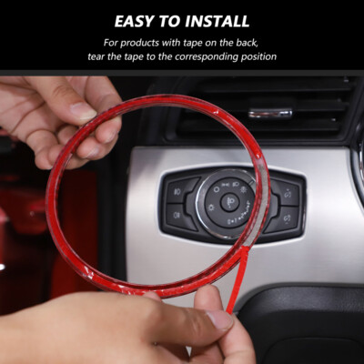 Voodonala Red Carbon Fiber Dashboard Decor Ring Trim For Ford Mustang 2015-2018 – 2-Piece Set