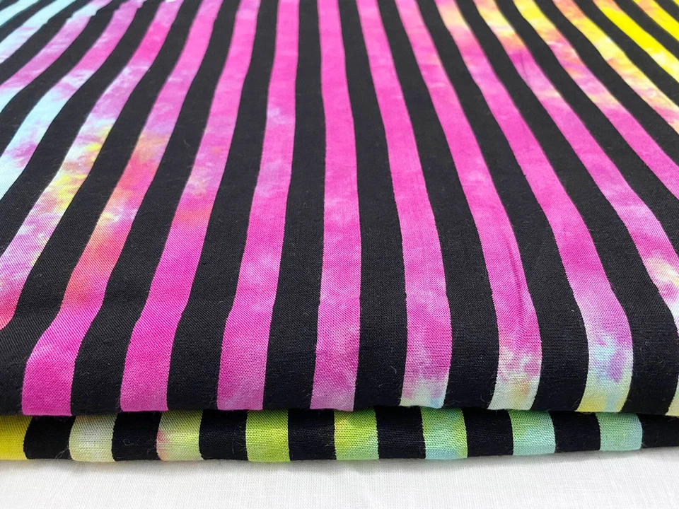 Indian Multi Striped Rayon Cotton Handmade Fabric Dress Fabric 2.5 Yard Craft US - Image 2 of 4