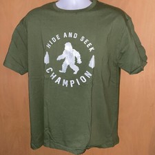 SASQUATCH HIDE AND SEEK Champion T-Shirt 2XL Funny Bigfoot Novelty Tee e30