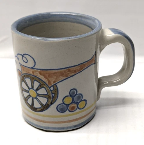 Louisville Stoneware Childs Mug Cup Vintage Kentucky Hand Painted Canonballs