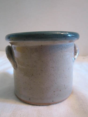 Great Bay Pottery NH Salt Glazed Pottery Crock Candle Holder Pot Blue Snowman - Picture 3 of 5