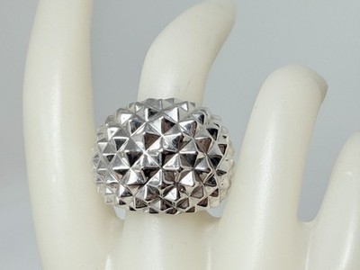 Unique Silver tone Spikey Dome Geometric Size 8 Costume Ring