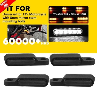 4x Motorcycle Turn Signal LED Light Handlebar Bar End Amber White DRL Blinker US