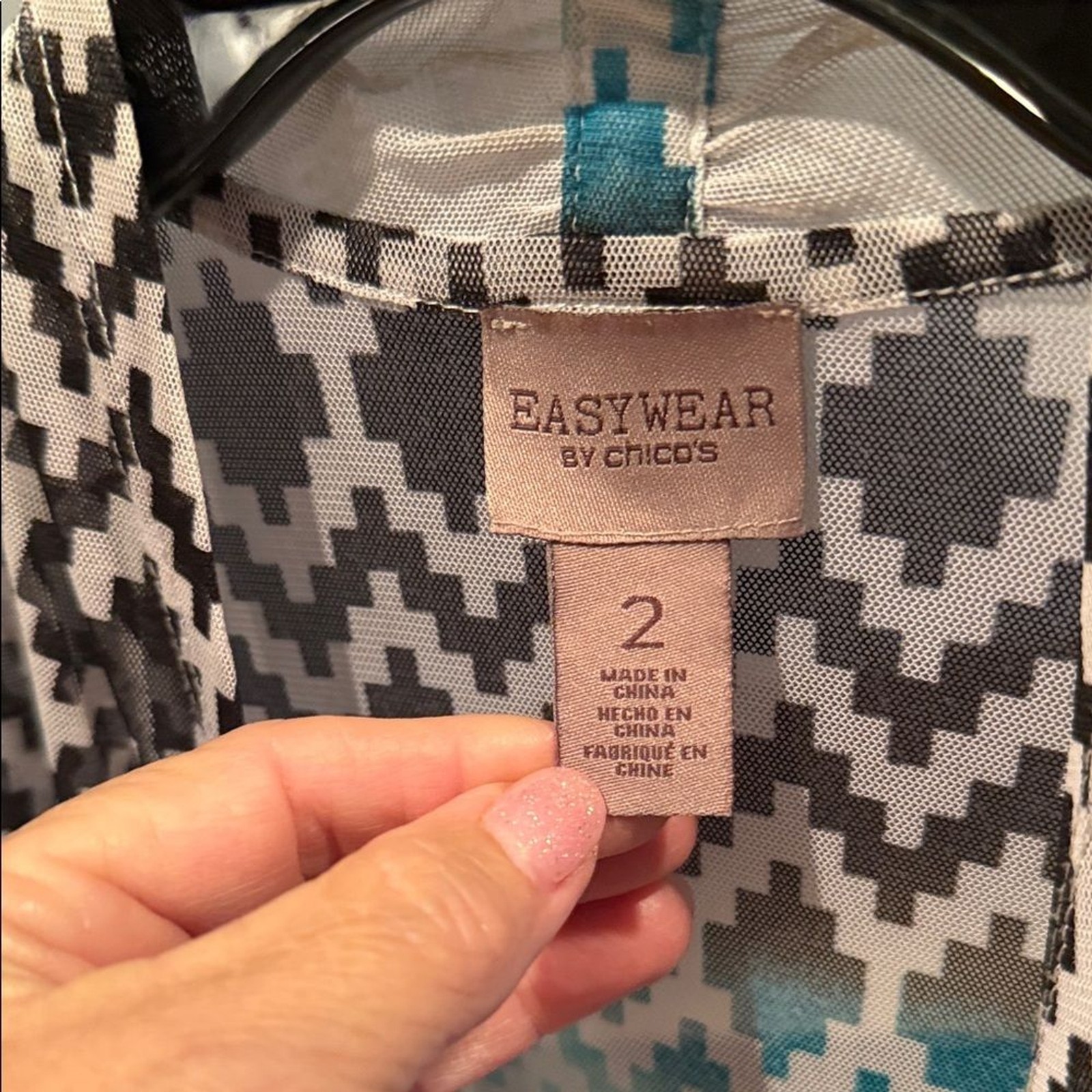 Chico's Blue Geometric Pattern Sheer Lightweight … - image 2