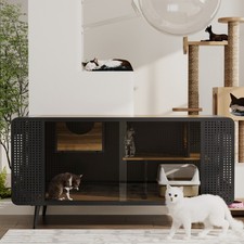 55 "Spacious Cat House with Tempered Glass for Living Room Hallway Study