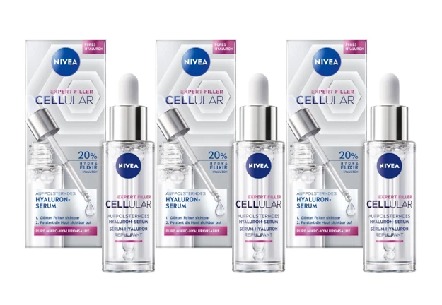 3 x Nivea Expert Filler Cellular aufpolsterndes Hyaluron Serum je 30ml