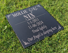 Custom Engraved Black Granite Memorial Stone Plaque: 12" x 12"x 0.40 inch