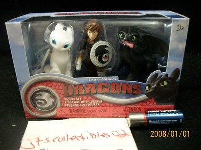 Dreamworks Dragons How To Train Dragon Toothless Hiccup Light Fury 3 Pack HTTYD