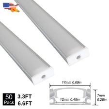 50PCS 6.6FT/2M Aluminum Profile Channel Holder With Frosted Cover U Type For LED