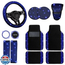 NBTEPEM 12 Pcs Bling Car Accessories Set for Women Car Floor Mats
