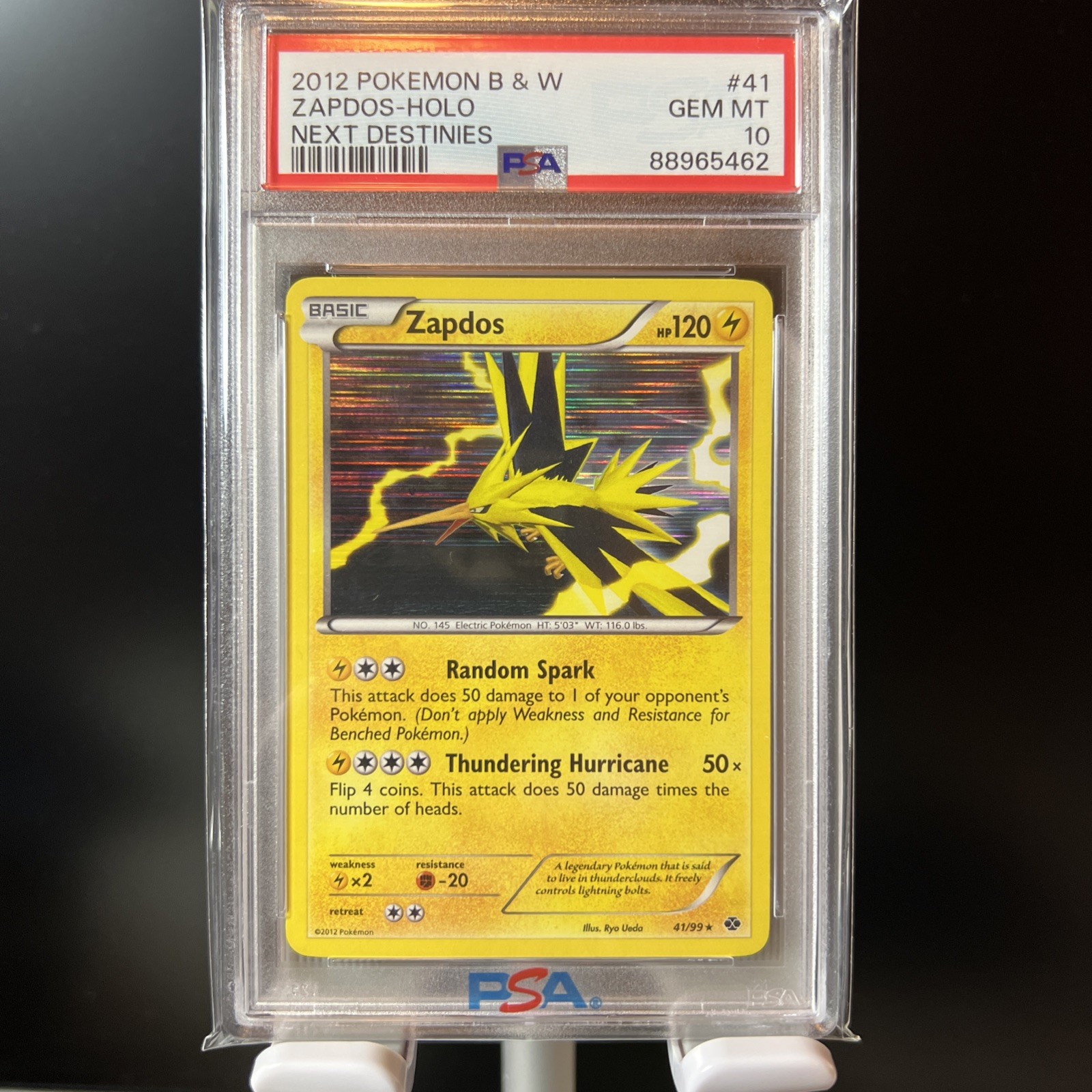 2012 Pokémon Black And White ( B & W ) Next Destinies #41 Zapdos Holo PSA 10
