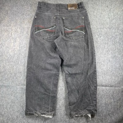 Vintage Y2K South Pole Jeans Men's 34 x 28 Baggy Wide Leg Red Tab Black Faded