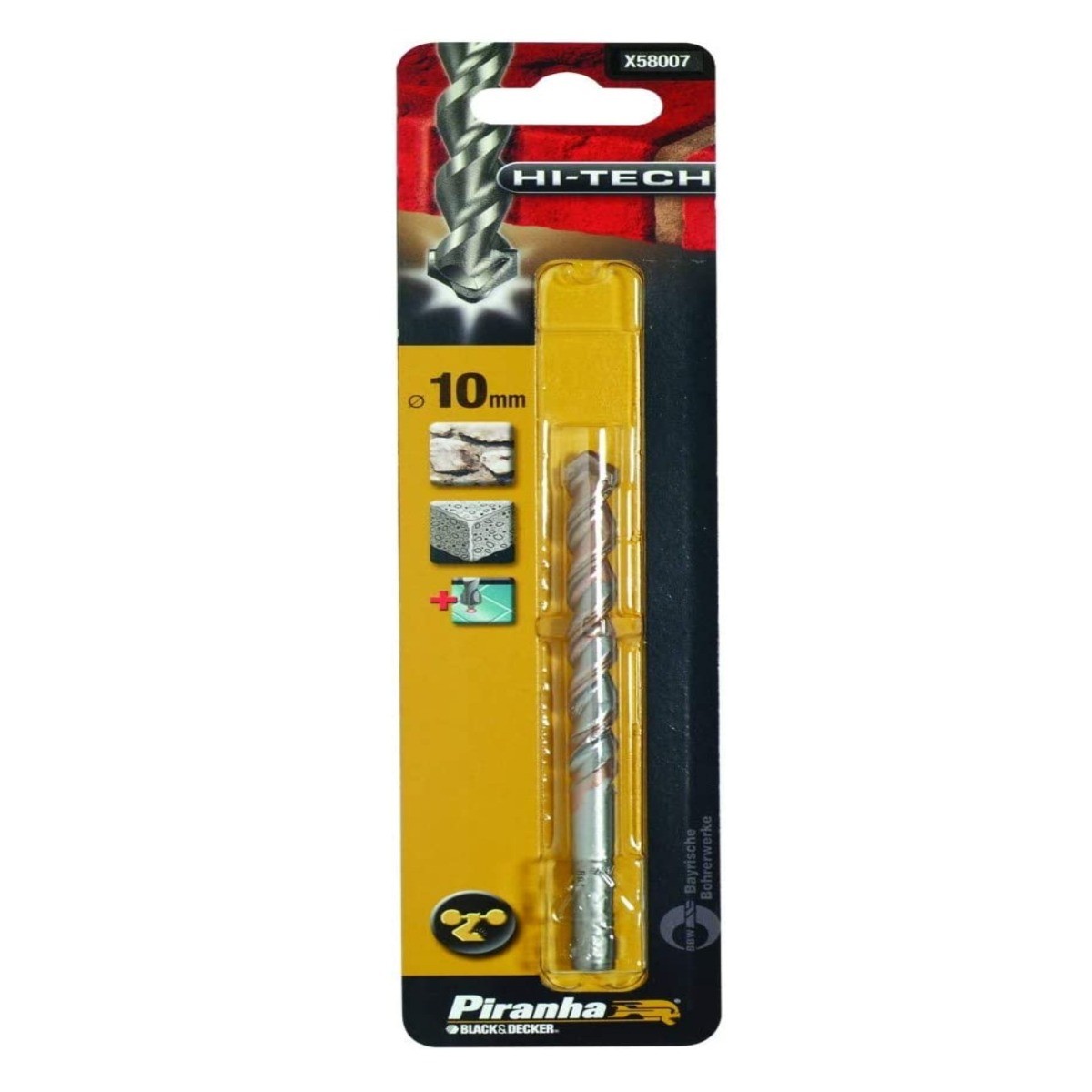 PIRANHA - BLACK&DECKER - PUNTA  CON CODOLO CILINDRICO 10MM