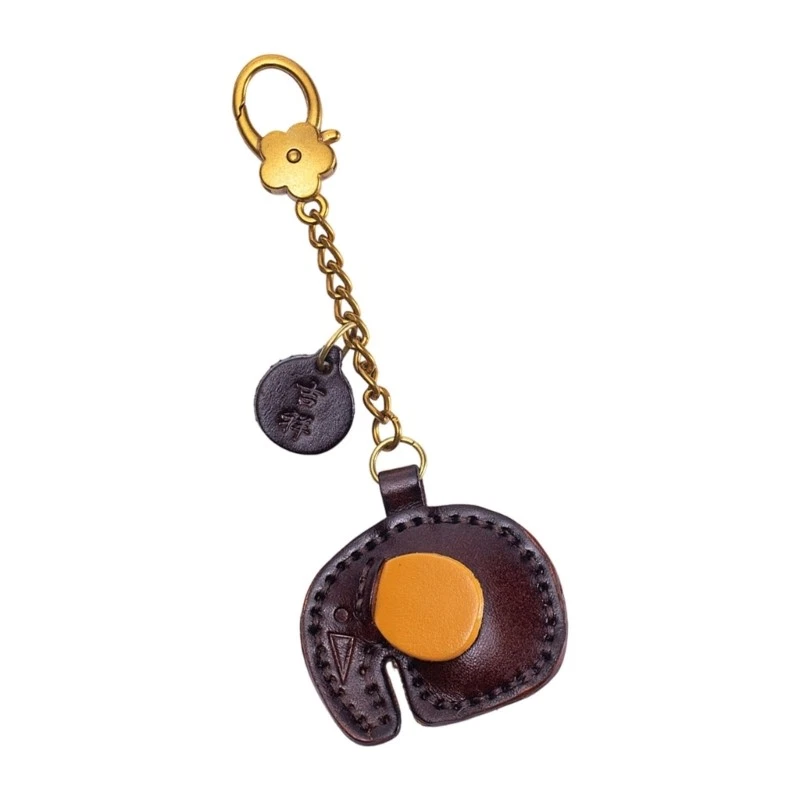 Artistic Elephant Shaped Fruit Designs Genuine Leather Keychain for Youth - Image 3 of 4