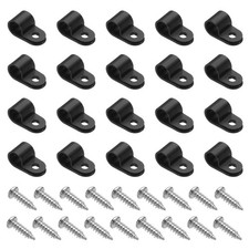 100pcs Cable Clamps 3/8" R-Type Nylon Rope Light Clips with Screws,Black