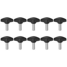 10pcs M8 x 20mm Male Thread Tee Wing Knobs Thumb Screw Clamping Knobs Grip Black