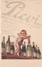 CARTOLINA PUBBLICITARIA ,PICVI - PUGNI & COPPO - VINI E SPUMANTI MILANO - MAUZAN