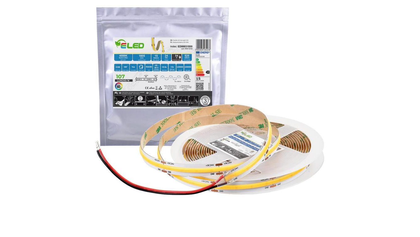 Tama LED COB 528 чипов 24 В 15 Вт 107 лмВт нейтральный 4000 К CRI90 IP54 - ED00031500 17090₽
